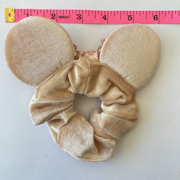 Mickey Mouse Ears Scrunchie Ponytail Holder with Sequins - Gold/Tan - Picture 4 of 6